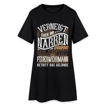 Feuerwehrmann Feuerwehr - Frauen T-Shirt-Kleid - Schwarz - Vorne
