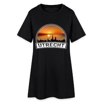 Utrecht Pays-Bas Skyline Vintage Coucher Soleil Voyage - Robe T-shirt Femme - noir - Devant