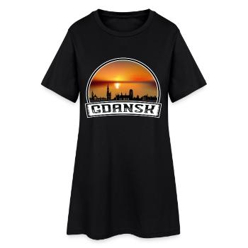 Danzig Polen Skyline Vintage Sonnenuntergang Reise Souven - Frauen T-Shirt-Kleid - Schwarz - Vorne