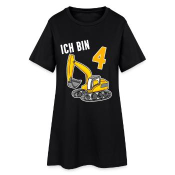 Bagger T-Shirt 4. Geburtstag 4 Jahre Jungen Shirt - Frauen T-Shirt-Kleid - Schwarz - Vorne