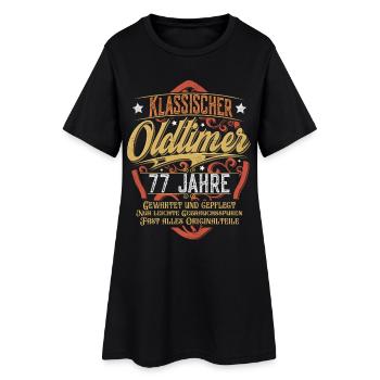77. Geburtstag Oldtimer - Frauen T-Shirt-Kleid - Schwarz - Vorne