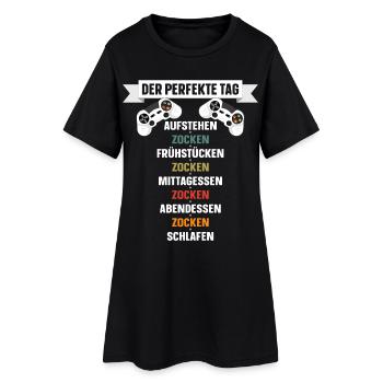 Der perfekte Tag für Gamer und Zocker - Frauen T-Shirt-Kleid - Schwarz - Vorne