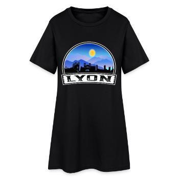 Lyon France Skyline Vintage Sunset Voyage Souvenir - Robe T-shirt Femme - noir - Devant