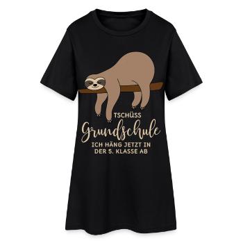 Abschluss Grundschule 5. Klasse Tschüss Faultier - Frauen T-Shirt-Kleid - Schwarz - Vorne