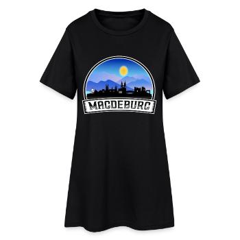 Magdeburg Deutschland Skyline Vintage Sonnenuntergang Reisen So - Frauen T-Shirt-Kleid - Schwarz - Vorne