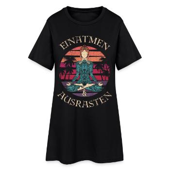 Einatmen Ausrasten Atme Ein Raste Aus Meditation - Frauen T-Shirt-Kleid - Schwarz - Vorne