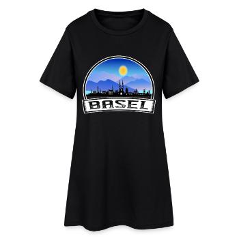 Basel Schweiz Skyline Vintage Sonnenuntergang Reisen So - Frauen T-Shirt-Kleid - Schwarz - Vorne
