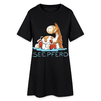 Seepferd im Urlaub I Comic Wortspiel Pferd - Frauen T-Shirt-Kleid - Schwarz - Vorne