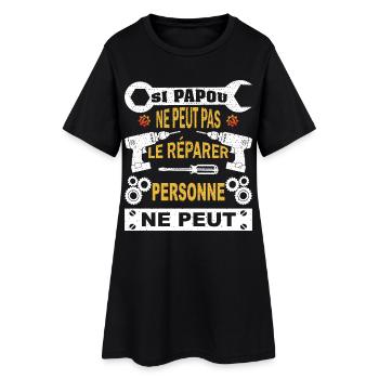 Si Papou ne peut pas le réparer personne ne peut - Robe T-shirt Femme - noir - Devant
