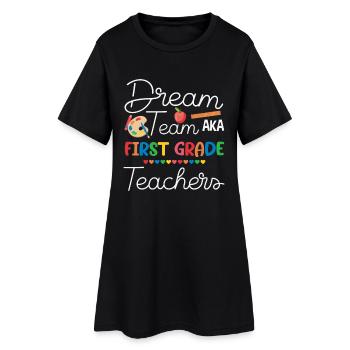 Dream Team Erste Klasse Zurück in die Schule - Frauen T-Shirt-Kleid - Schwarz - Vorne