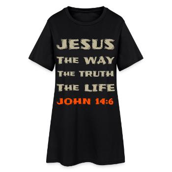 Jesus Weg, Wahrheit, Leben Johannes 14,6 - Frauen T-Shirt-Kleid - Schwarz - Vorne