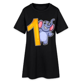 1st birthday - 1 year old - elephant motif - Women’s T-Shirt Dress - black - Front