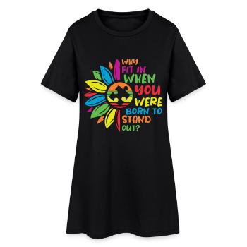 Pourquoi s’intégrer dans la fleur de sensibilisation à l’autisme - Robe T-shirt Femme - noir - Devant
