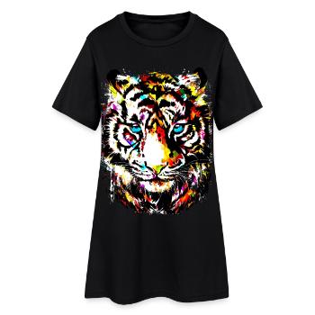 Tigre - Tigre coloré - Tigazprint - Robe T-shirt Femme - noir - Devant