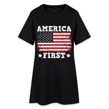 America First Patriotic Us Flag 4 juillet - Robe T-shirt Femme - noir - Devant