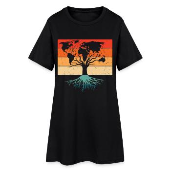 Earth Day Niedliche Weltkarte Baum Pro Pflanze - Frauen T-Shirt-Kleid - Schwarz - Vorne