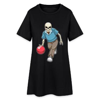 Boule de bowling squelette - Robe T-shirt Femme - noir - Devant