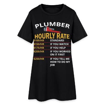 Plombier Tarif horaire cadeau pour plombier - Robe T-shirt Femme - noir - Devant