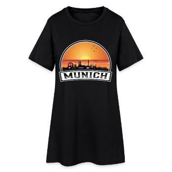 München Deutschland Skyline Vintage Sunset Travel Souve - Frauen T-Shirt-Kleid - Schwarz - Vorne