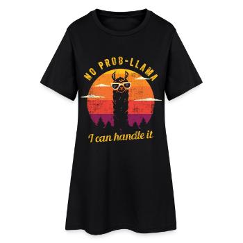 No Probllama Lama Sonnebrille Alpaka Geschenk - Frauen T-Shirt-Kleid - Schwarz - Vorne