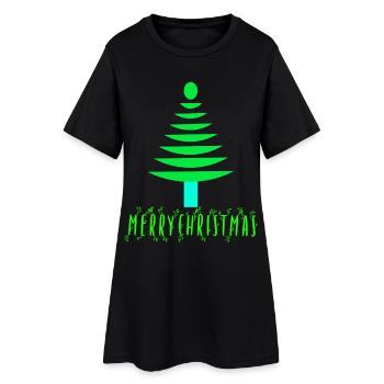 Sapin de Noël en pin néon - Robe T-shirt Femme - noir - Devant