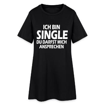 Single - Frauen T-Shirt-Kleid - Schwarz - Vorne
