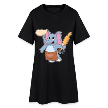 Elefant Bäcker Nudelholz Backen - Frauen T-Shirt-Kleid - Schwarz - Vorne