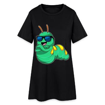 Raupe Sonnenbrille - Frauen T-Shirt-Kleid - Schwarz - Vorne