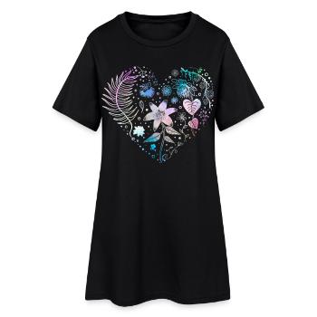 Fleurs pastel - Robe T-shirt Femme - noir - Devant