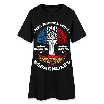 Mes racines sont espagnoles Arbre France Espagne - Robe T-shirt Femme - noir - Devant