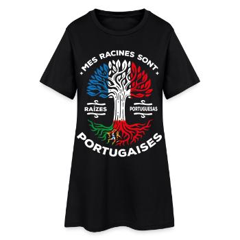 My roots are Portuguese Tree France Portugal - Women’s T-Shirt Dress - black - Front