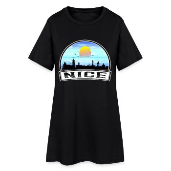 Nizza Frankreich Skyline Vintage Sonnenuntergang Reise Souvenir - Frauen T-Shirt-Kleid - Schwarz - Vorne