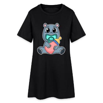 Baby Hippo - Women’s T-Shirt Dress - black - Front