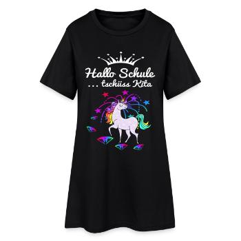 Einhorn Einschulung - Frauen T-Shirt-Kleid - Schwarz - Vorne