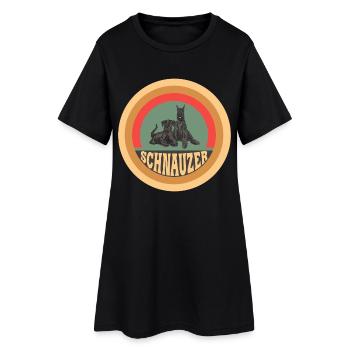 Schnauzer Vintage Hunde Design - Frauen T-Shirt-Kleid - Schwarz - Vorne