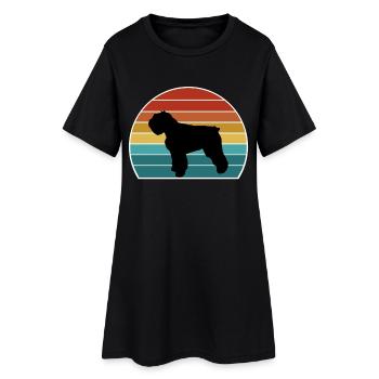 Bouvier Des Flandres Dog Silhouette Vintage Coucher de Soleil - Robe T-shirt Femme - noir - Devant