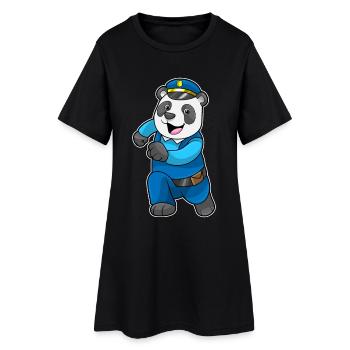 Panda Polizist Polizeimütze Polizei - Frauen T-Shirt-Kleid - Schwarz - Vorne