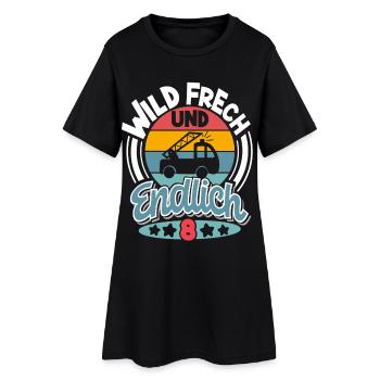 Feuerwehr 8. Geburtstag Kinder - Frauen T-Shirt-Kleid - Schwarz - Vorne