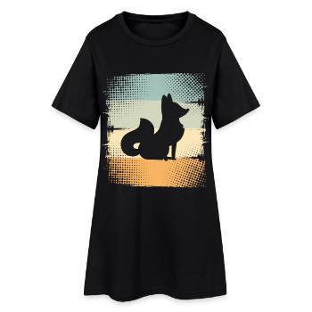 Fuchs - Frauen T-Shirt-Kleid - Schwarz - Vorne