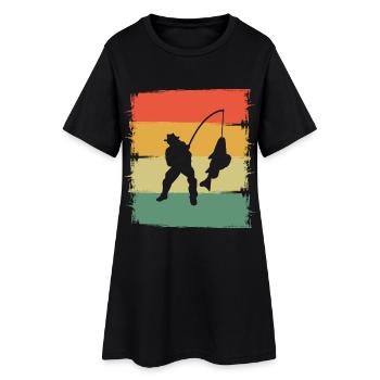 Angler - Frauen T-Shirt-Kleid - Schwarz - Vorne