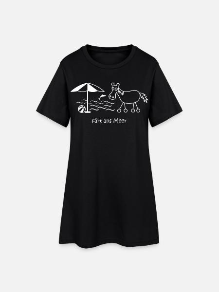 färt ans Meer, Pferd mit Rädern, Urlaub, Reise - Frauen T-Shirt-Kleid - Schwarz