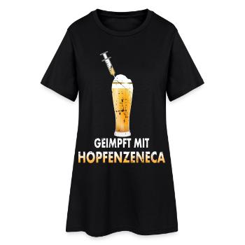 Geimpft mit Hopfenzeneca - Frauen T-Shirt-Kleid - Schwarz - Vorne