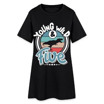 5 Jahre Kindergeburtstag Dino Dinosaurier - Frauen T-Shirt-Kleid - Schwarz - Vorne