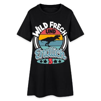 3 Jahre Kindergeburtstag Dino Dinosaurier - Frauen T-Shirt-Kleid - Schwarz - Vorne