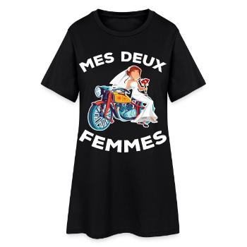 Mes deux femmes Humour moto Motard Cadeau Mariage - Robe T-shirt Femme - noir - Devant