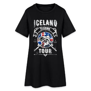 Excursion de pêche en Islande - Robe T-shirt Femme - noir - Devant
