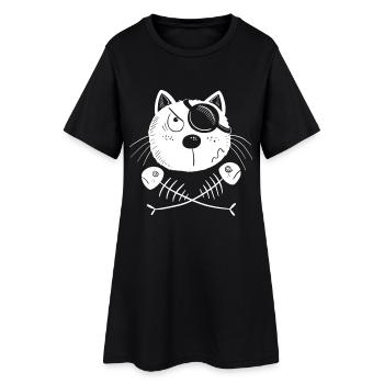 Lustige Piraten Katze - Frauen T-Shirt-Kleid - Schwarz - Vorne