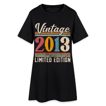 2013 Année de naissance Vintage Retro Vintage - Robe T-shirt Femme - noir - Devant