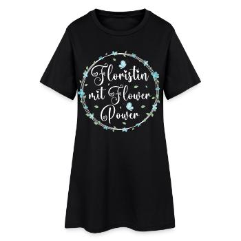 Floristin mit Flower Power - Frauen T-Shirt-Kleid - Schwarz - Vorne