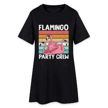 Flamingo Anniversaire Flamingo Party Crew - Robe T-shirt Femme - noir - Devant
